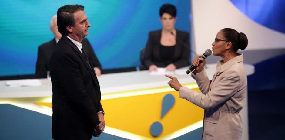 Bolsonaro y Silva durante el debate en RedeTV!,Jair Bolsonaro, Marina Silva