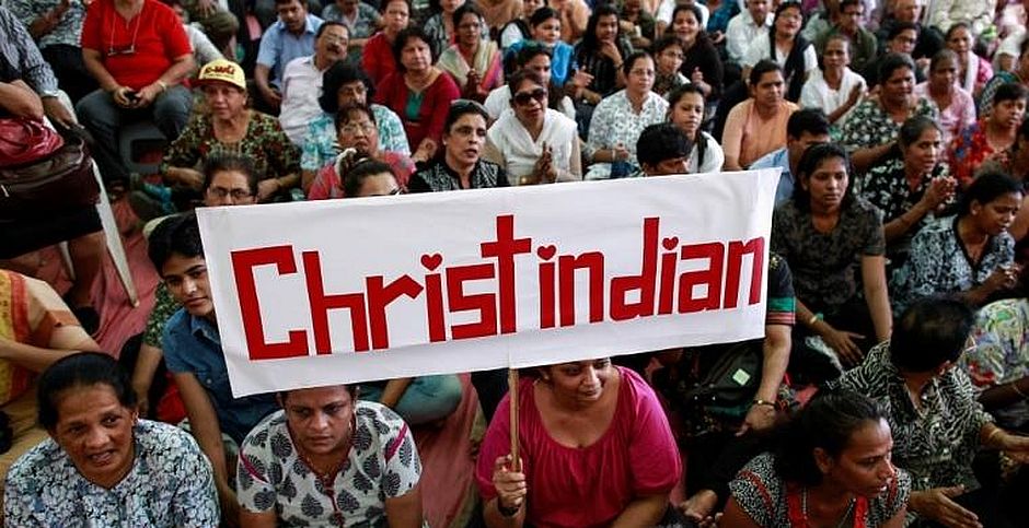Manifestación de cristianos contra ataques a iglesias en todo el país, en Mumbai, febrero de 2015,cristianos indios perseguidos