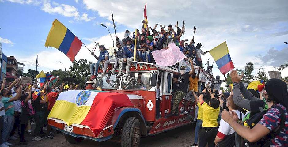 Una de las manifestaciones, en Cali,manifestación Colombia