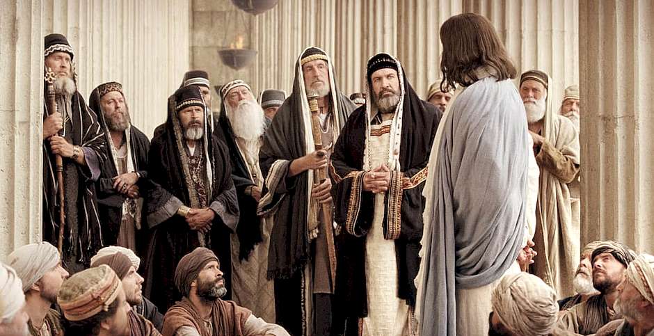 Jesús discutiendo con los fariseos en el templo,Jesús fariseos