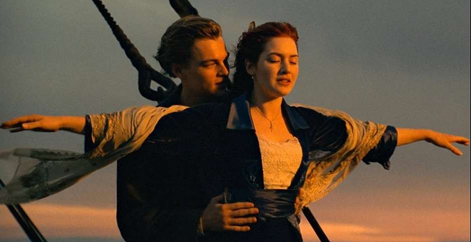 Una de las más conocidas escenas del Titanic de Cameron,película Titanic, Cameron