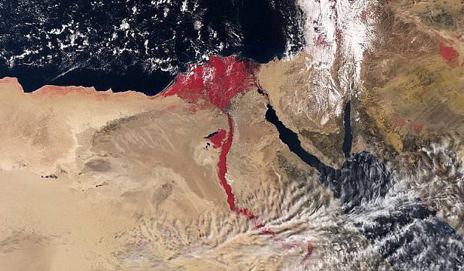 Imagen satelital del río Nilo a inicios de esta semana,Nilo rojo, Nilo sangre